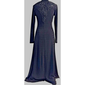 Black Vintage Long Sleeve Lace Dress S Maxi